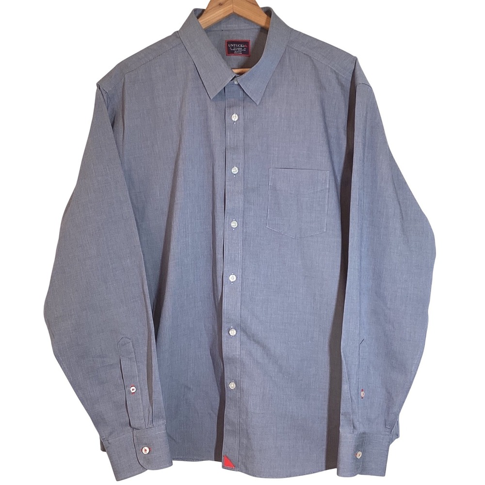UNTUCKit Mens Shirt Cesare Blue Micro Pattern Relaxed Fit Wrinkle Free - XXL